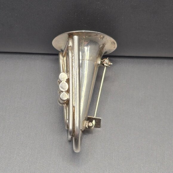 VTG Taxco Sterling Silver French Horn Brooch 2.25" TC-48 Mexico 26.87g Musician - Picture 9 of 12
